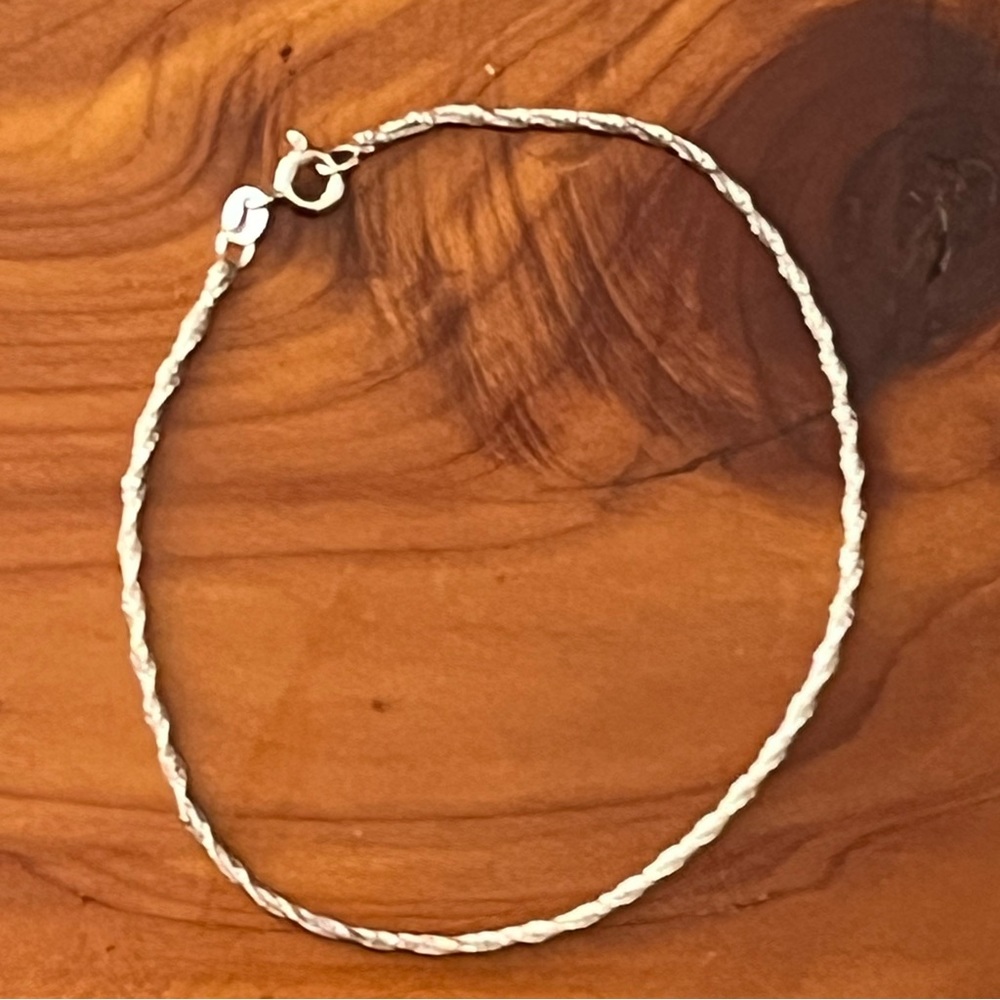 Stamped 925 Italy Sterling Silver Bracelet 8.75" Twisted Rope Spring Ring Clasp